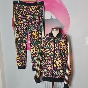 ADIDAS Love Unites Tracksuit. Zip up Jacket Tie Waist Pants